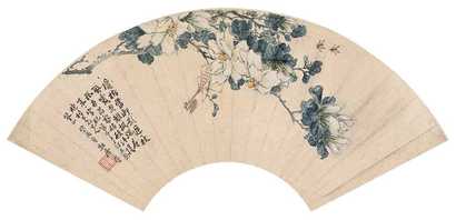 居廉 癸酉（1873）年作 花卉草虫 镜心